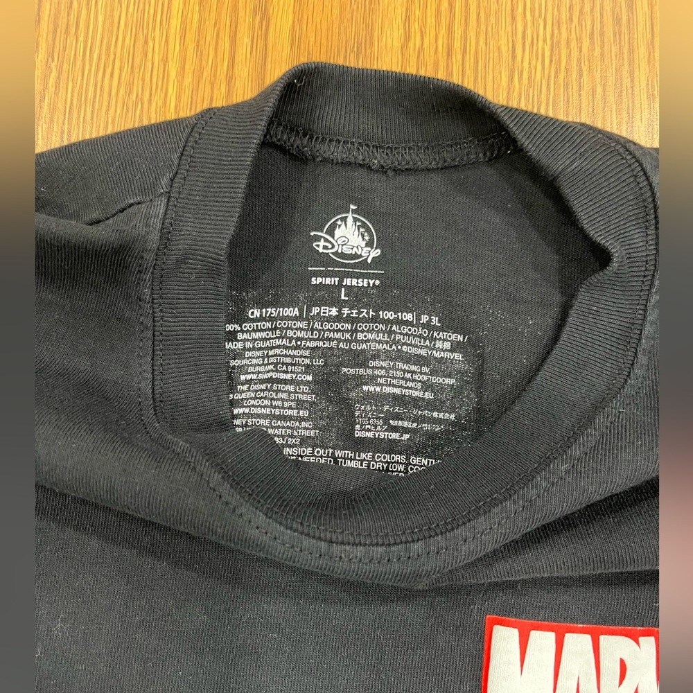 Disney Marvel Spirit Jersey Men's Black Long Sleeve Pullover Crew Neck T Shirt L - Picture 6 of 6